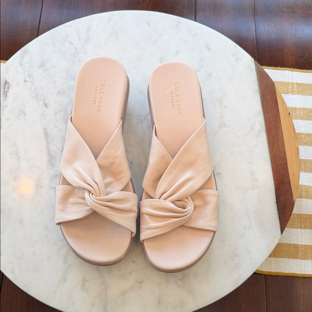 Cole Haan Knotted Slide Mules in Blush Pink